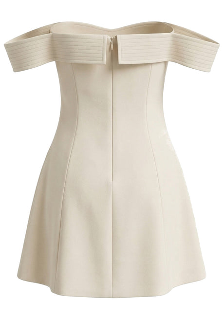 Ribbed Bardot A Line Dress Ivory