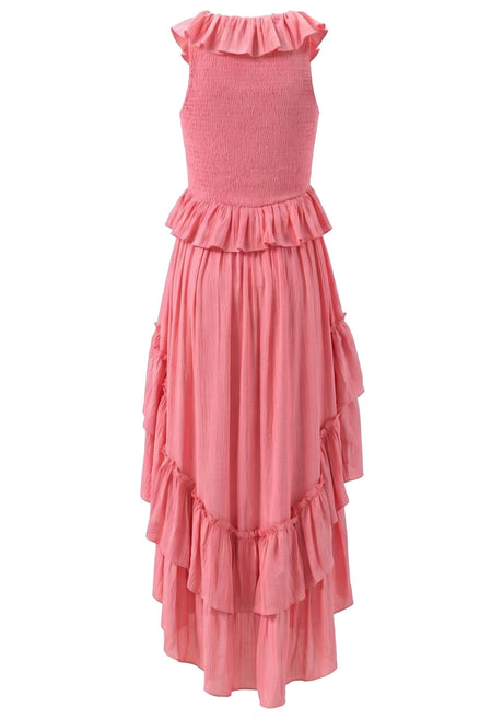 Ruffle High Low Dress Pink