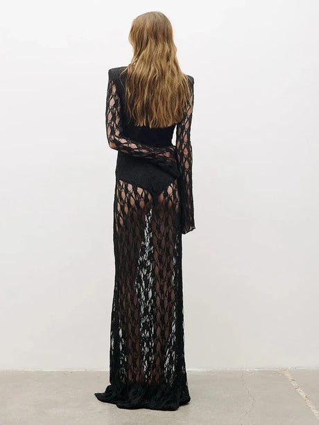 Aurohaya Hermine Lace Long Sleeve Maxi Dress