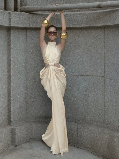 Aurohaya Séraphine Twist-Cutout Maxi Dress