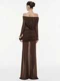 Apolline Off-Shoulder Draped Evening Maxi Dress