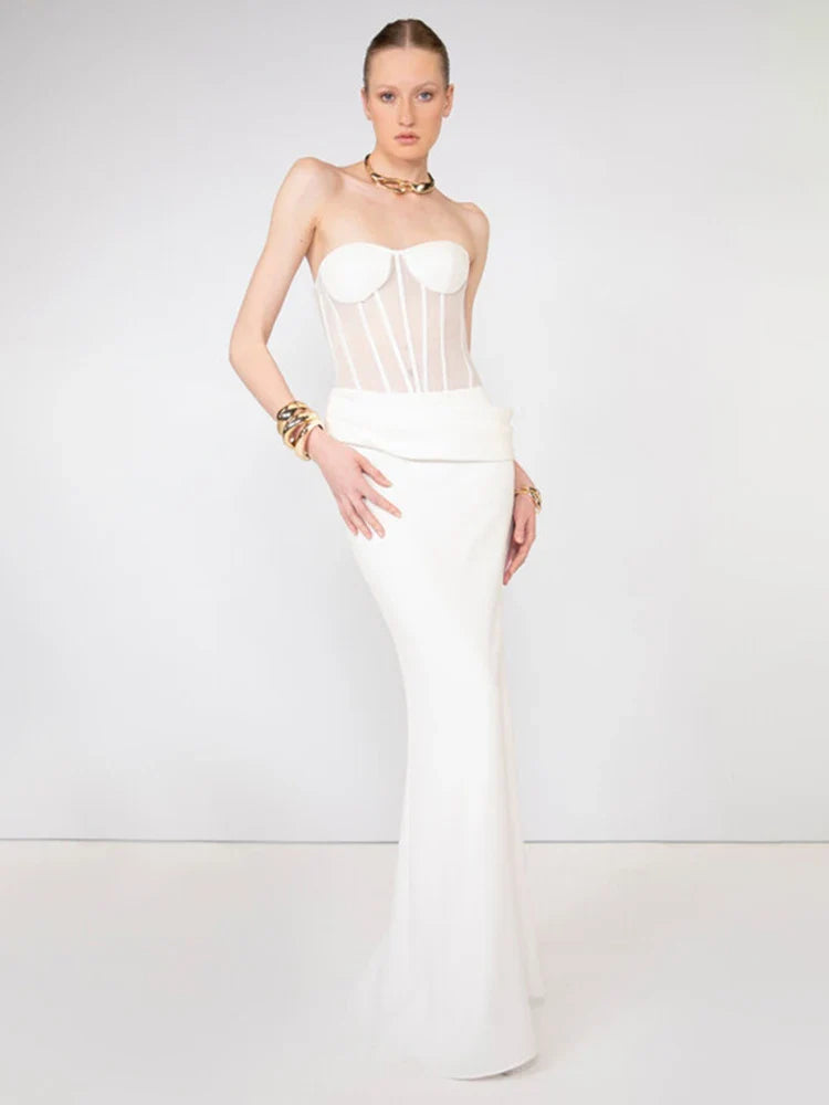 Aurohaya Cécile Corset Strapless Maxi Dress