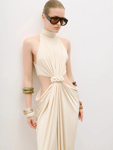 Aurohaya Séraphine Twist-Cutout Maxi Dress