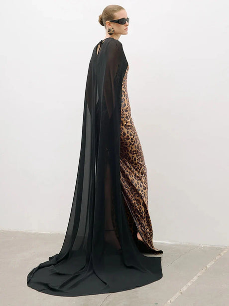 Aurohaya Cassandra Print Sequin Maxi Dress