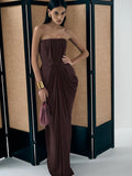 Aurohaya Iphigénie Strapless Draped Maxi Dress