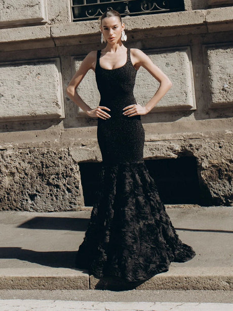 Aurohaya Camélia Floral Mermaid Maxi Dress