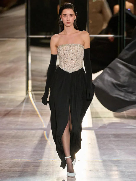 Aurohaya Corinne Strapless Evening Maxi Dress