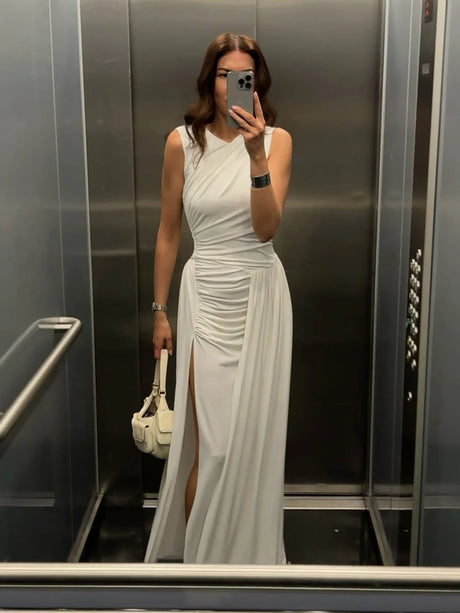 Aurohaya Flavie Ruched Sleeveless Maxi Dress