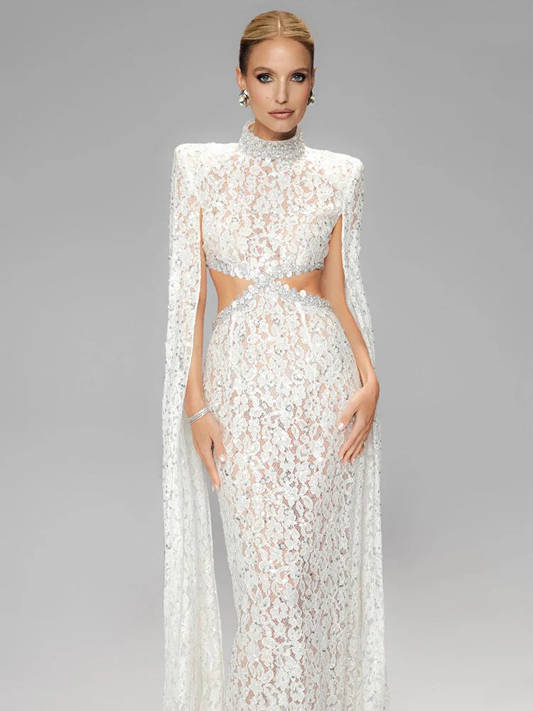 Aurohaya Héloïse Lace Evening Maxi Dress