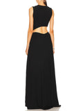 Aurohaya Modern Deep V-Neck Cutout Twist Knit Maxi Dress