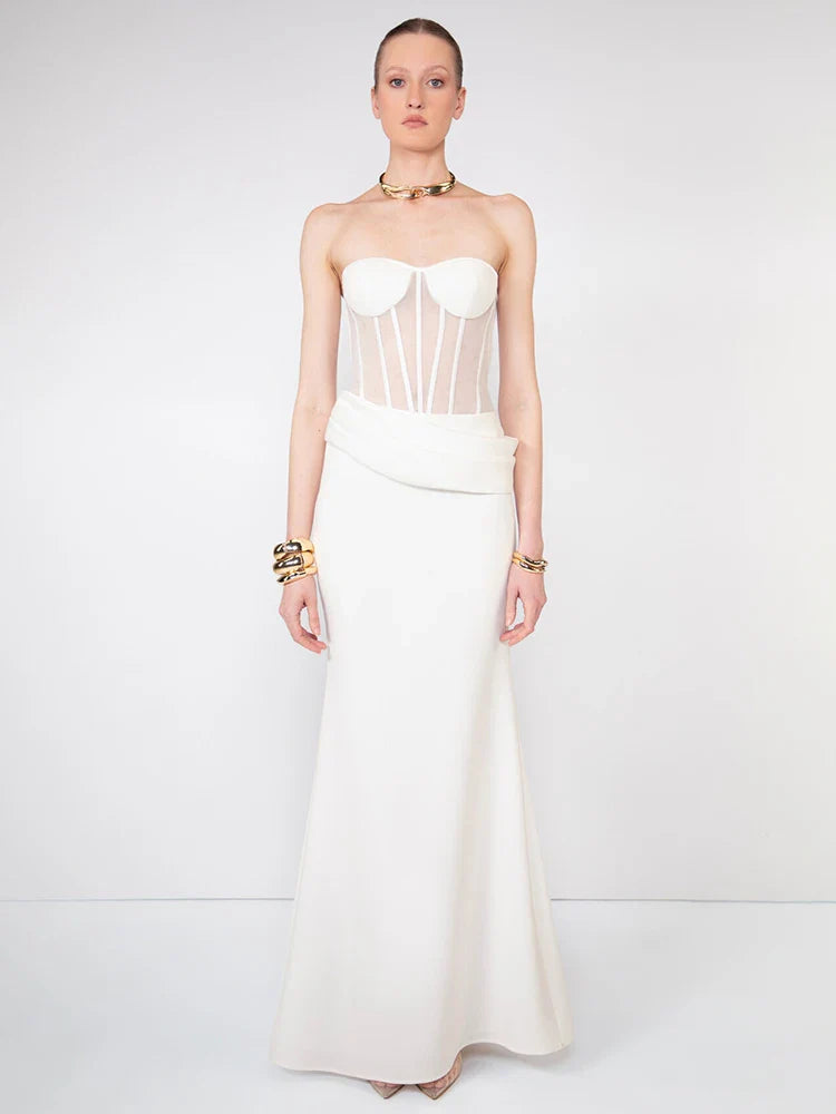 Aurohaya Cécile Corset Strapless Maxi Dress