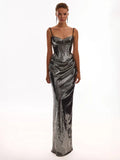Aurohaya Idalie Sequin Bustier Maxi Dress