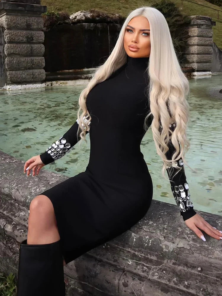 Aurohaya Vérane Long Sleeve Midi Dress
