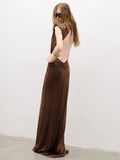 Marielle Deep V Ruched Maxi Dress