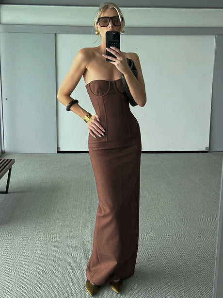 Aurohaya Brielle Strapless Bodycon Maxi Dress