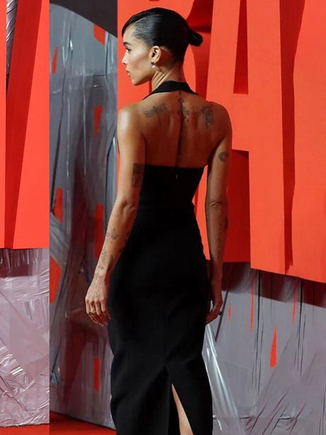 Aurohaya Noisette Halter Cut-Out Bodycon Maxi Dresses