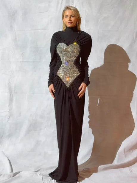 Aurohaya Liberté Embellished Long Sleeve Maxi Dress