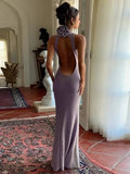 Armelle Shimmering Open-Back Maxi Dress