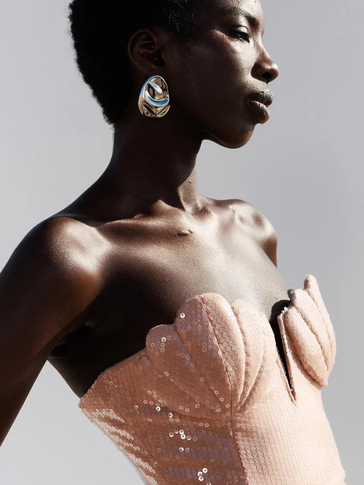 Aurohaya Isabel Sequin Strapless Maxi Dress