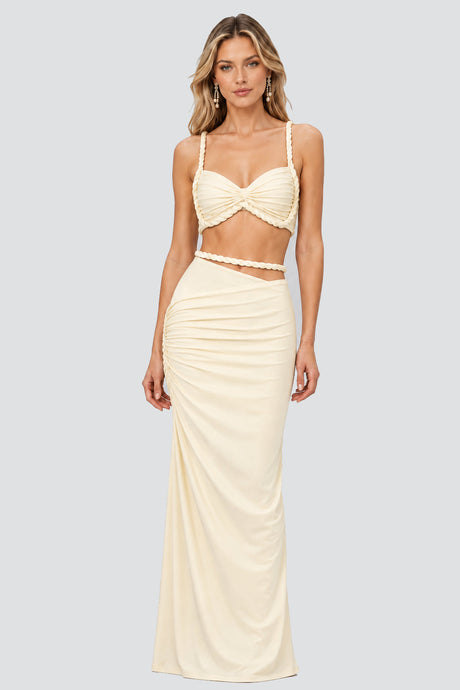 Séverine Rope-Trim Cutout Ruched Two-Piece Maxi Dress - Apricot_-_selmori.com_-_01