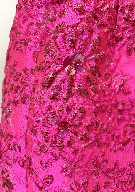 Short Sleeve Floral Dress Hot Pink