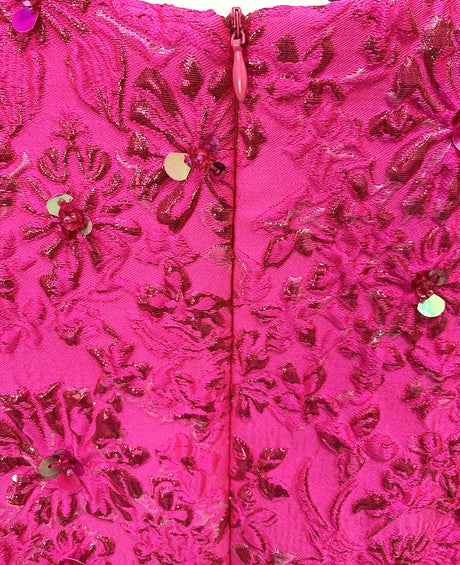 Short Sleeve Floral Dress Hot Pink