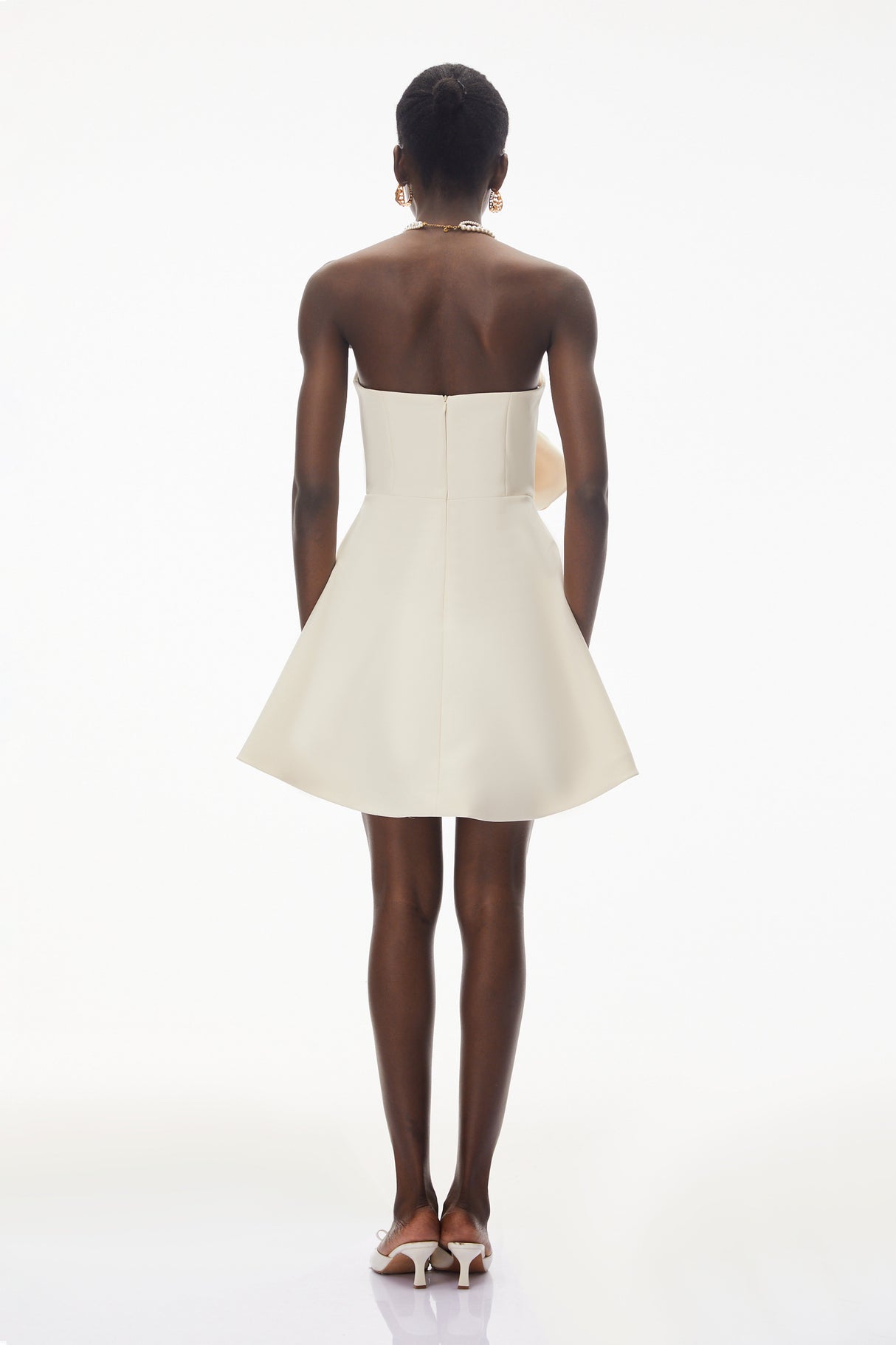 Aurohaya Sienna Ivory Mini Dress with 3D Floral