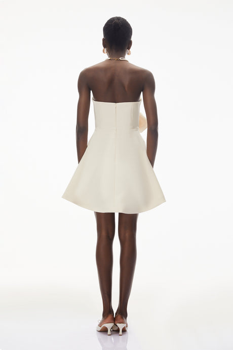 Aurohaya Sienna Ivory Mini Dress with 3D Floral
