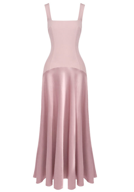Silk Insert A Line Maxi Dress Pink