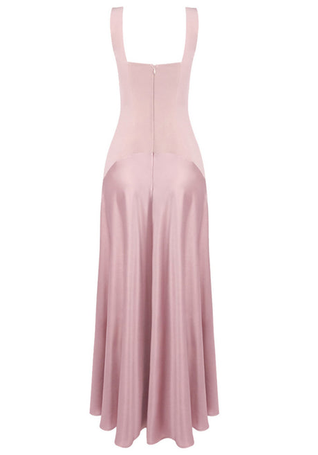 Silk Insert A Line Maxi Dress Pink