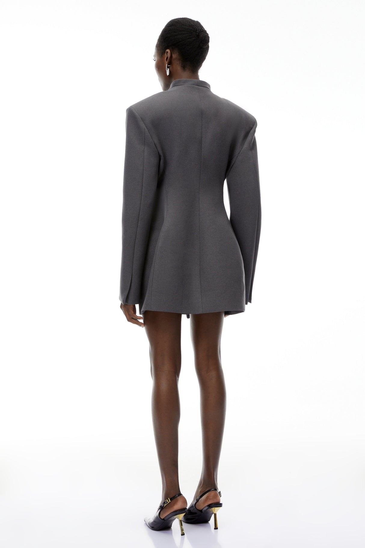 Aurohaya Silvan Grey Asymmetrical Collarless Blazer