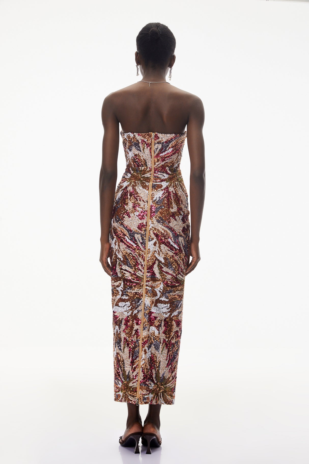 Aurohaya Stefania Pink Off Shoulder Floral Embroidered Maxi Dress