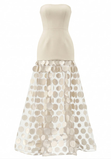 Strapless A Line Maxi Dress Ivory
