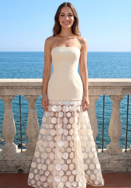 Strapless A Line Maxi Dress Ivory