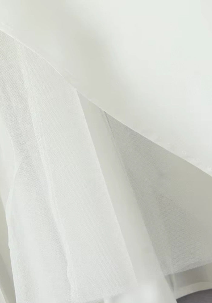 Strapless Bustier A Line Midi Dress White