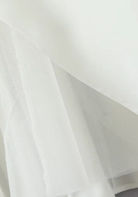 Strapless Bustier A Line Midi Dress White