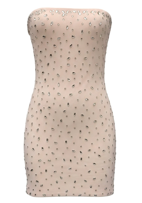 Strapless Crystal Dress Nude