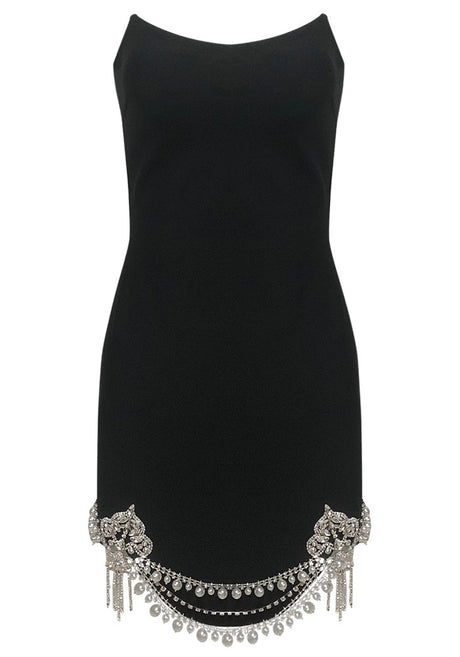 Strapless Crystal Hem Dress Black