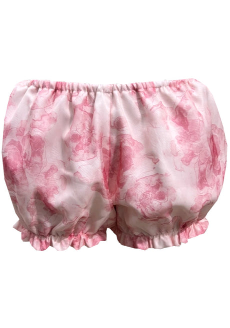Strapless Floral Bow Ruffle Three Piece Dress Pink