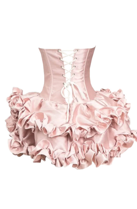 Strapless Ruffle Corset Dress Pink