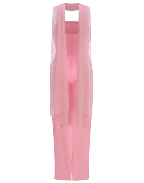 Strapless Scarf Maxi Dress Pink