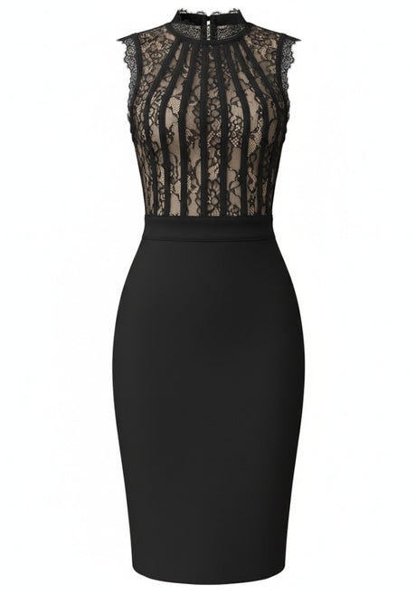 Structured Lace Dress Black