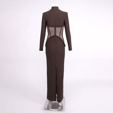 Aurohaya Laurence Mock Neck Corset Maxi Dress