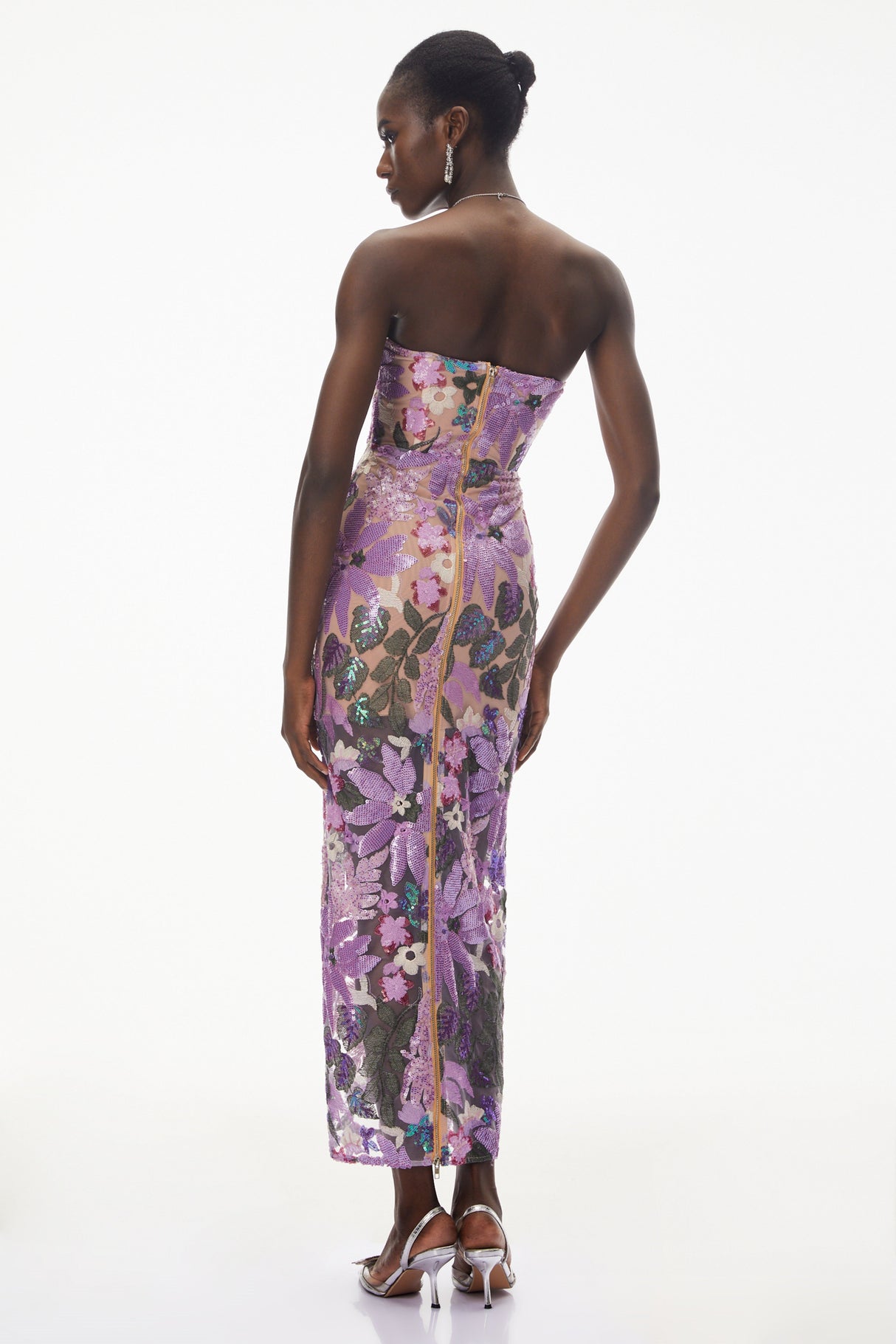 Aurohaya Teresa Purple Off Shoulder Floral Embroidered Maxi Dress