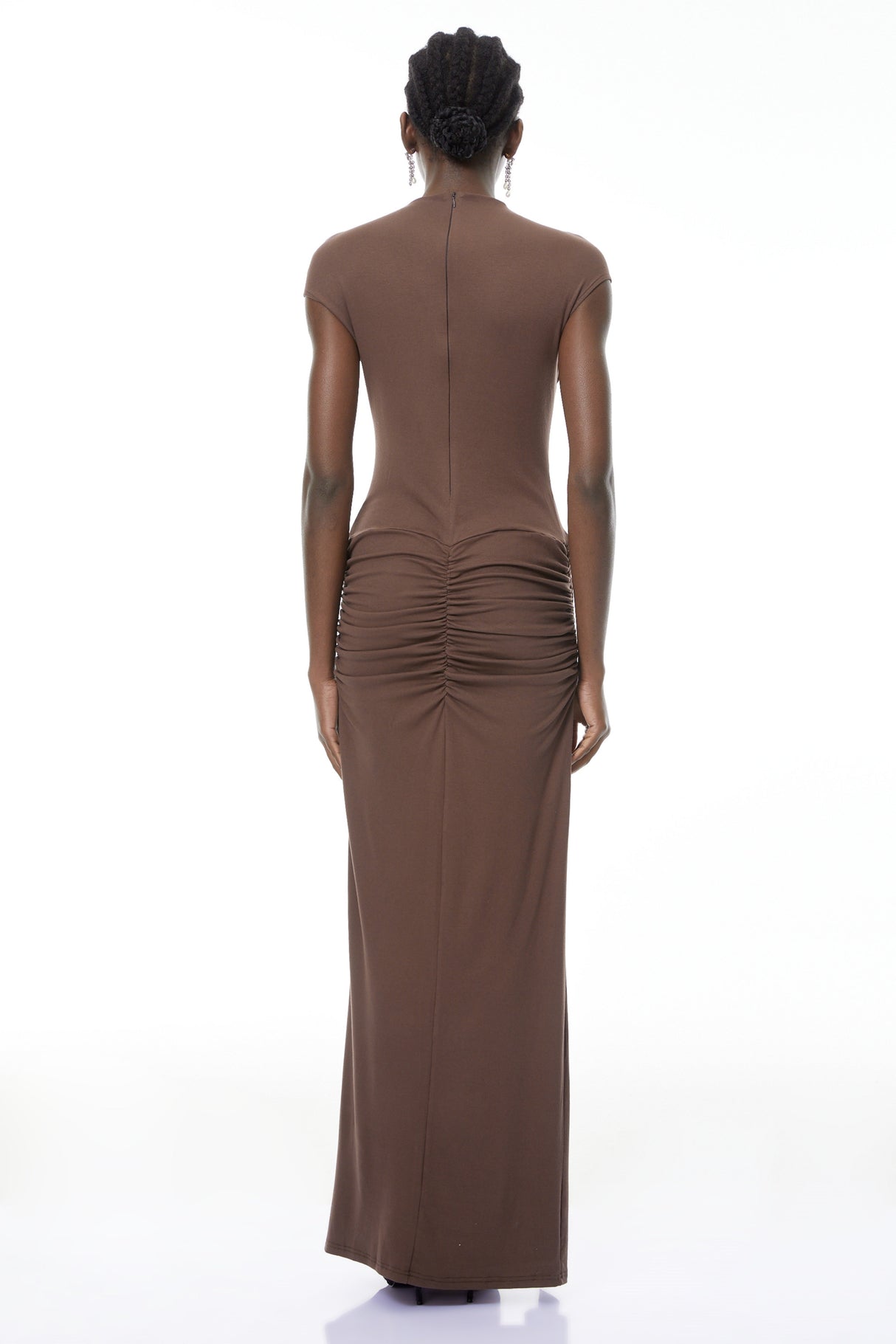 Aurohaya Tone Chocolate Brown Cross-Over Maxi Dress