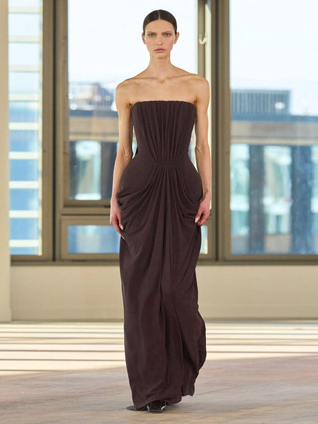 Aurohaya Iphigénie Strapless Draped Maxi Dress