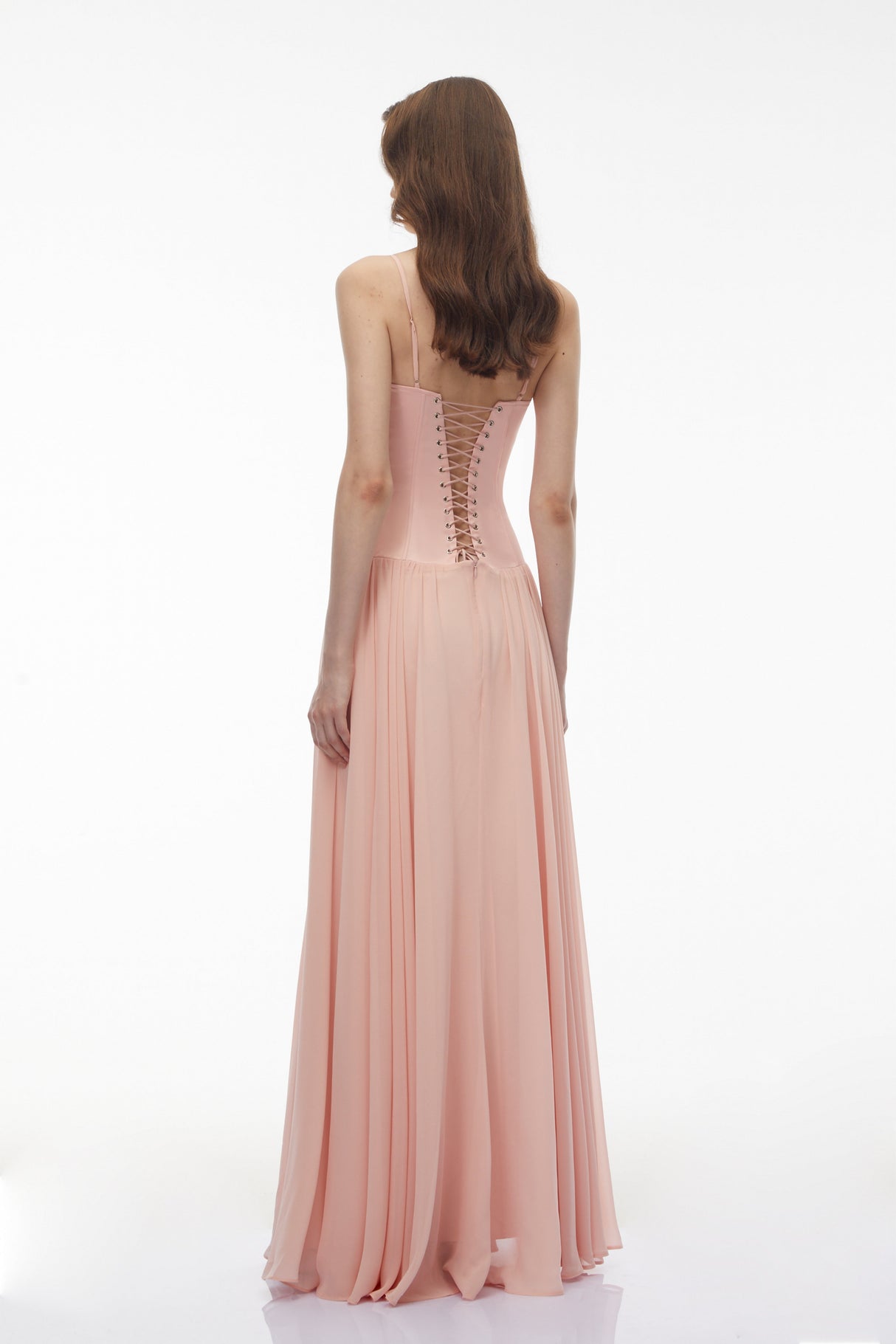 Aurohaya Vasylyna Pink Sweetheart Pleated Maxi Dress
