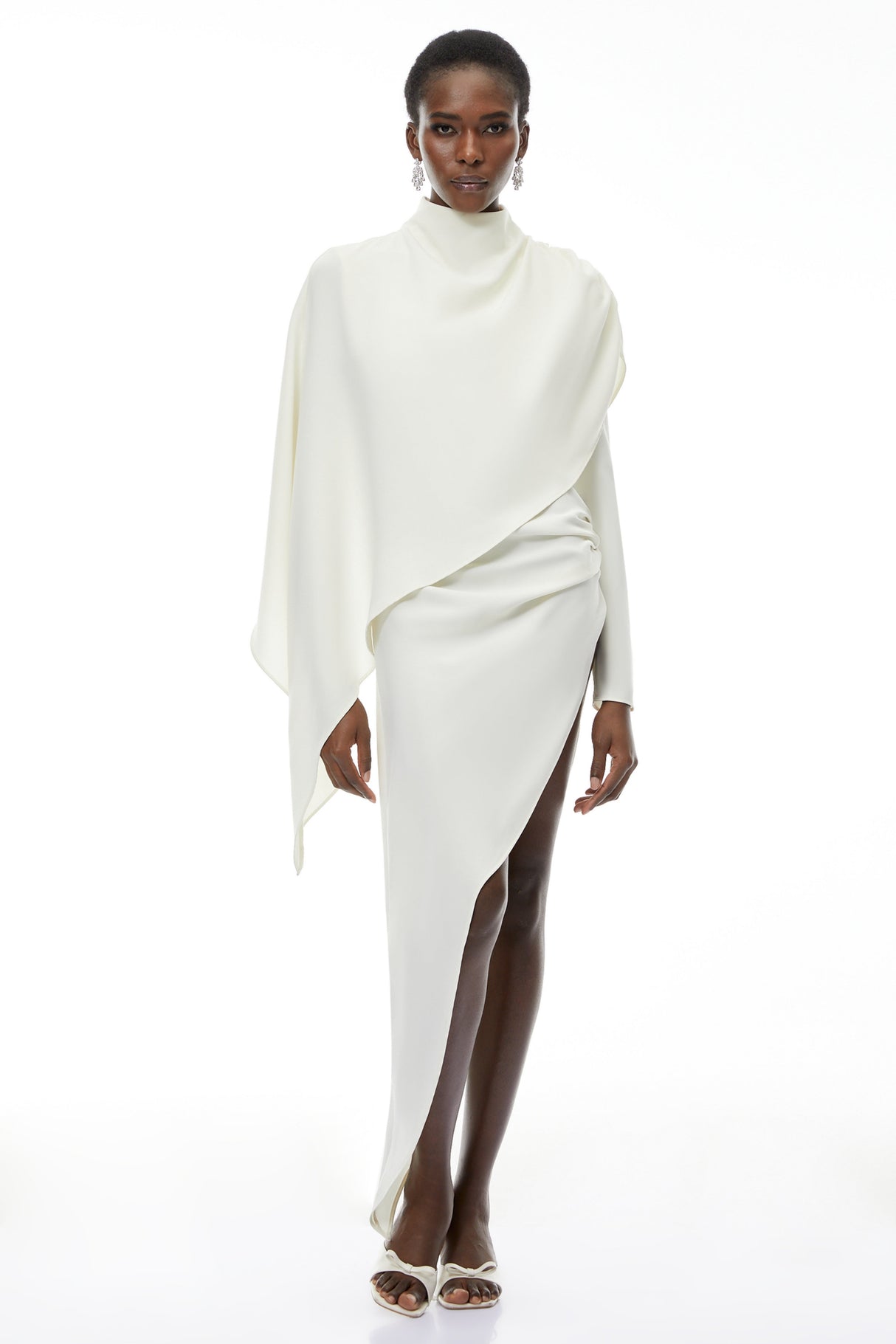 Aurohaya Vuyiswa White Asymmetrical Cape Top