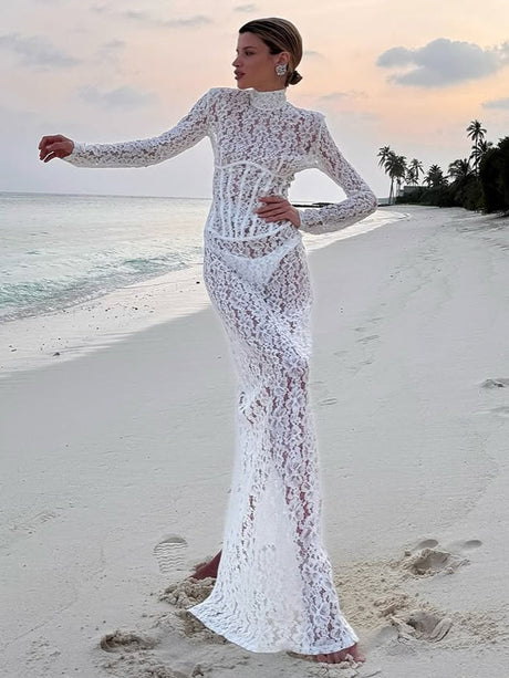 Aurohaya Charline Lace Corset Maxi Dress