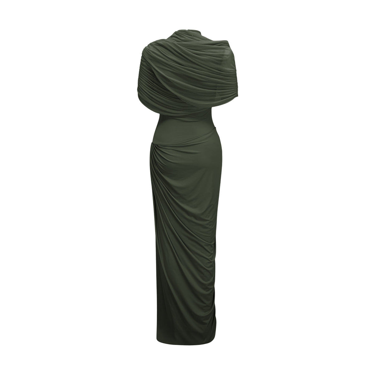 Aurohaya Catherine asymmetrical pleated maxi dress in Green